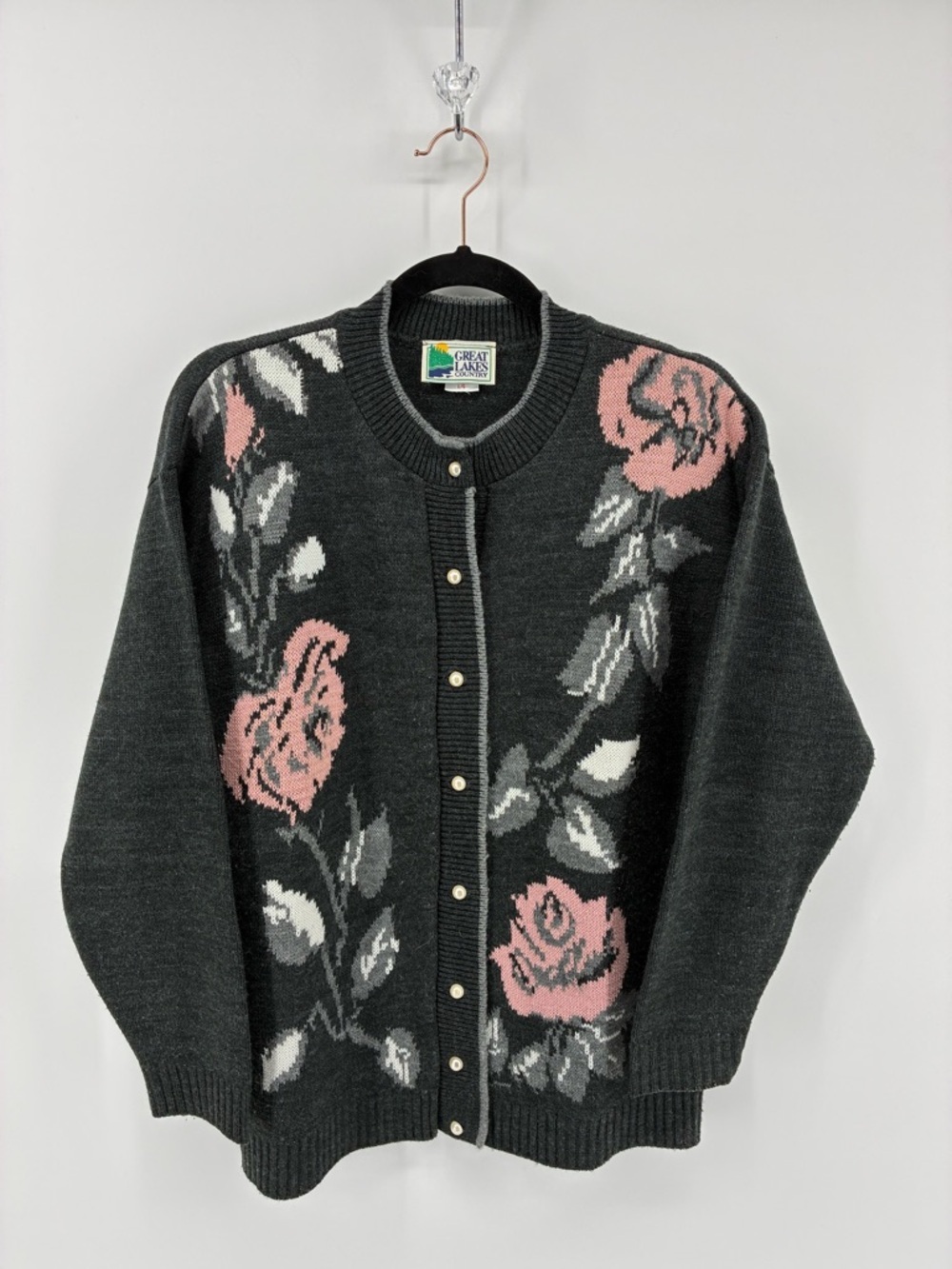 Chic Floral Cardigan in Black and Pink Cottagecore Grandmacore Peasant